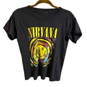 Nirvana Charcoal Gray and Multicolor Graphic Tee